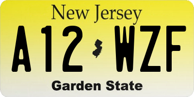 NJ license plate A12WZF