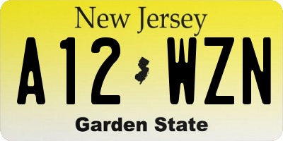 NJ license plate A12WZN