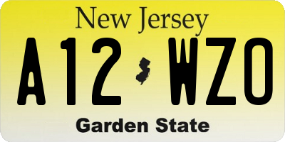 NJ license plate A12WZO