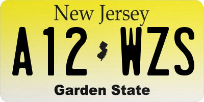 NJ license plate A12WZS
