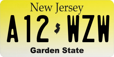 NJ license plate A12WZW