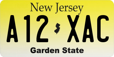 NJ license plate A12XAC