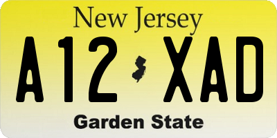 NJ license plate A12XAD