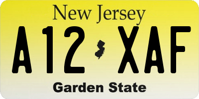 NJ license plate A12XAF