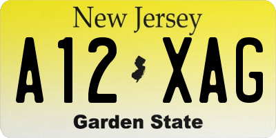NJ license plate A12XAG