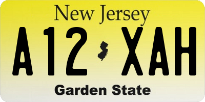 NJ license plate A12XAH