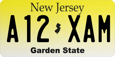 NJ license plate A12XAM