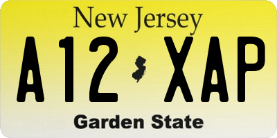 NJ license plate A12XAP