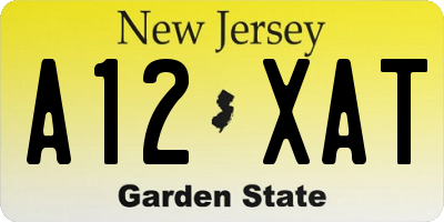 NJ license plate A12XAT