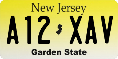 NJ license plate A12XAV