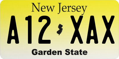 NJ license plate A12XAX