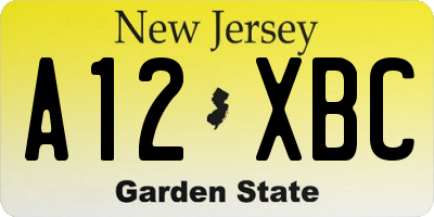 NJ license plate A12XBC
