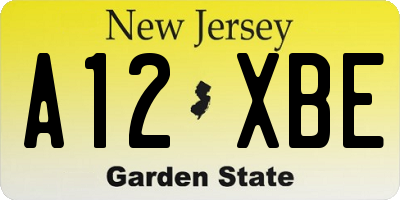 NJ license plate A12XBE