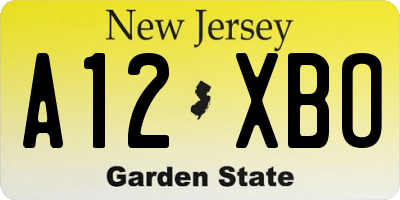 NJ license plate A12XBO