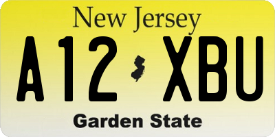 NJ license plate A12XBU