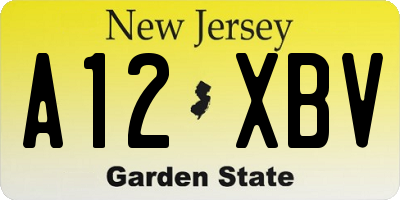 NJ license plate A12XBV