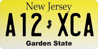 NJ license plate A12XCA