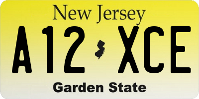 NJ license plate A12XCE