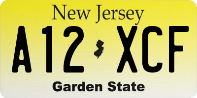NJ license plate A12XCF
