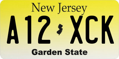NJ license plate A12XCK