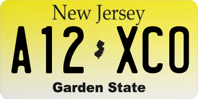 NJ license plate A12XCO