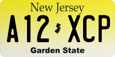 NJ license plate A12XCP