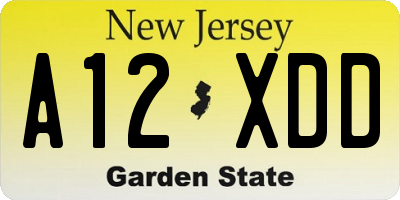NJ license plate A12XDD