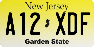 NJ license plate A12XDF