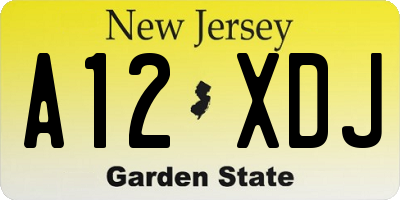 NJ license plate A12XDJ