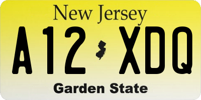 NJ license plate A12XDQ