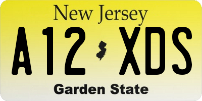 NJ license plate A12XDS