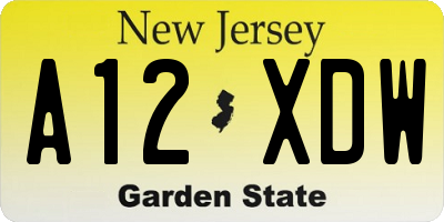 NJ license plate A12XDW