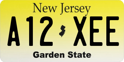 NJ license plate A12XEE