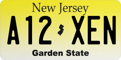 NJ license plate A12XEN