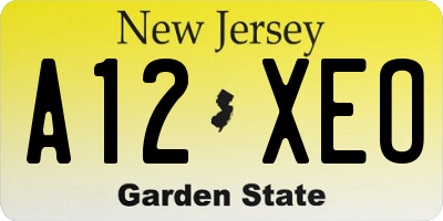 NJ license plate A12XEO