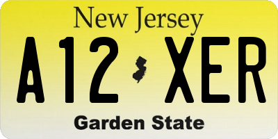 NJ license plate A12XER