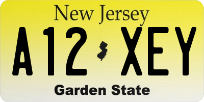 NJ license plate A12XEY
