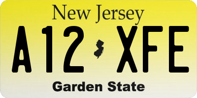 NJ license plate A12XFE