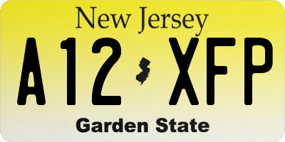 NJ license plate A12XFP