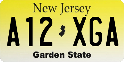 NJ license plate A12XGA