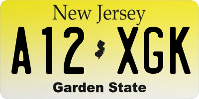 NJ license plate A12XGK