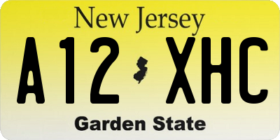 NJ license plate A12XHC