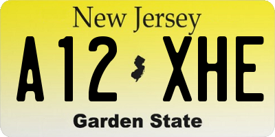 NJ license plate A12XHE