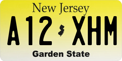 NJ license plate A12XHM