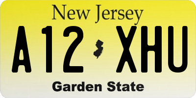 NJ license plate A12XHU