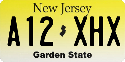 NJ license plate A12XHX
