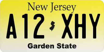 NJ license plate A12XHY