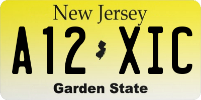 NJ license plate A12XIC