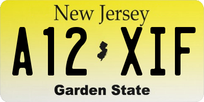 NJ license plate A12XIF
