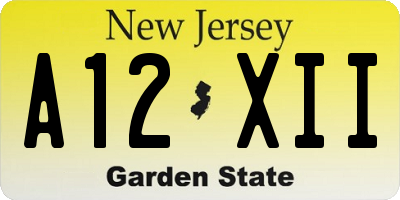 NJ license plate A12XII